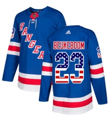Youth Adidas New York Rangers #23 Jeff Beukeboom Authentic Royal Blue USA Flag Fashion NHL Jersey