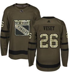 Youth Adidas New York Rangers #26 Jimmy Vesey Authentic Green Salute to Service NHL Jersey