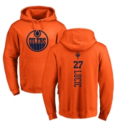 NHL Adidas Edmonton Oilers #27 Milan Lucic Orange One Color Backer Pullover Hoodie