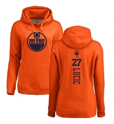 NHL Women's Adidas Edmonton Oilers #27 Milan Lucic Orange One Color Backer Pullover Hoodie