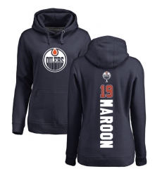 NHL Women's Adidas Edmonton Oilers #19 Patrick Maroon Navy Blue Backer Pullover Hoodie