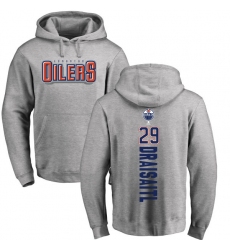 NHL Adidas Edmonton Oilers #29 Leon Draisaitl Ash Backer Pullover Hoodie