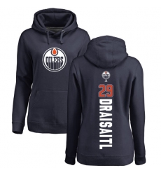 NHL Women's Adidas Edmonton Oilers #29 Leon Draisaitl Navy Blue Backer Pullover Hoodie