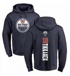 NHL Adidas Edmonton Oilers #10 Esa Tikkanen Navy Blue Backer Pullover Hoodie