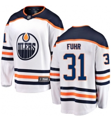 Men's Edmonton Oilers #31 Grant Fuhr Fanatics Branded White Away Breakaway NHL Jersey
