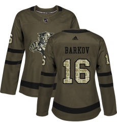 Women's Adidas Florida Panthers #16 Aleksander Barkov Authentic Green Salute to Service NHL Jersey