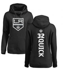 NHL Women's Adidas Los Angeles Kings #32 Jonathan Quick Black Backer Pullover Hoodie