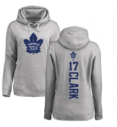 NHL Women's Adidas Toronto Maple Leafs #17 Wendel Clark Ash Backer Pullover Hoodie