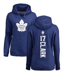 NHL Women's Adidas Toronto Maple Leafs #17 Wendel Clark Royal Blue Backer Pullover Hoodie