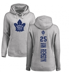 NHL Women's Adidas Toronto Maple Leafs #25 James Van Riemsdyk Ash Backer Pullover Hoodie