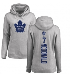 NHL Women's Adidas Toronto Maple Leafs #7 Lanny McDonald Ash Backer Pullover Hoodie