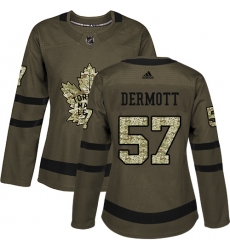 Women's Adidas Toronto Maple Leafs #57 Travis Dermott Authentic Green Salute to Service NHL Jersey