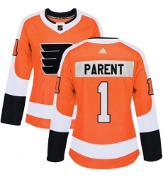 Women's Adidas Philadelphia Flyers #1 Bernie Parent Premier Orange Home NHL Jersey