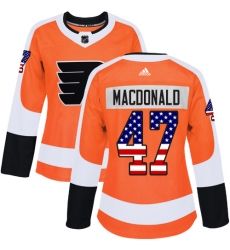 Women's Adidas Philadelphia Flyers #47 Andrew MacDonald Authentic Orange USA Flag Fashion NHL Jersey