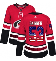 Women's Adidas Carolina Hurricanes #53 Jeff Skinner Authentic Red USA Flag Fashion NHL Jersey