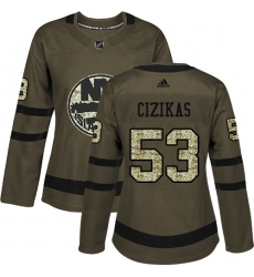 Women's Adidas New York Islanders #53 Casey Cizikas Authentic Green Salute to Service NHL Jersey