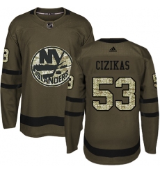 Youth Adidas New York Islanders #53 Casey Cizikas Authentic Green Salute to Service NHL Jersey