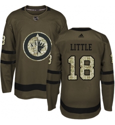 Youth Adidas Winnipeg Jets #18 Bryan Little Authentic Green Salute to Service NHL Jersey