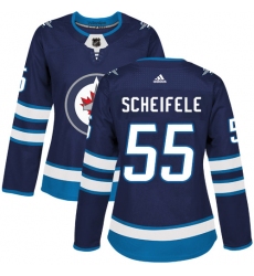Women's Adidas Winnipeg Jets #55 Mark Scheifele Authentic Navy Blue Home NHL Jersey