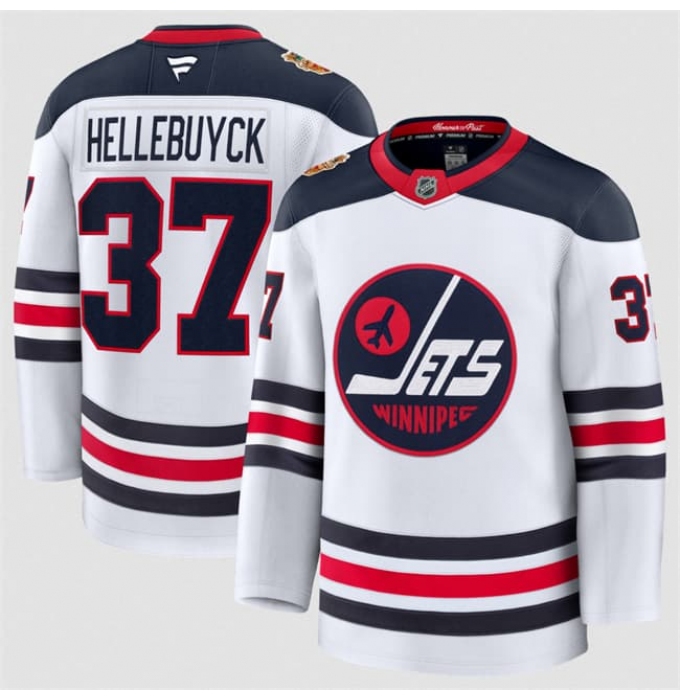 Men's Winnipeg Jets #37 Connor Hellebuyck White 2026 Home Stitched Hockey Jersey