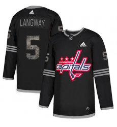 Men's Adidas Washington Capitals #5 Rod Langway Black Authentic Classic Stitched NHL Jersey
