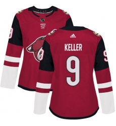 Women's Adidas Arizona Coyotes #9 Clayton Keller Authentic Burgundy Red Home NHL Jersey