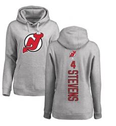 NHL Women's Adidas New Jersey Devils #4 Scott Stevens Ash Backer Pullover Hoodie