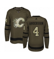 Youth Adidas Calgary Flames #4 Rasmus Andersson Authentic Green Salute to Service NHL Jersey