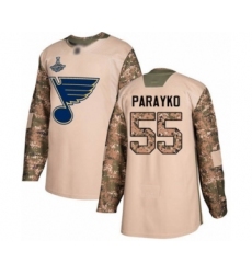 Youth St. Louis Blues #55 Colton Parayko Authentic Camo Veterans Day Practice 2019 Stanley Cup Champions Hockey Jersey