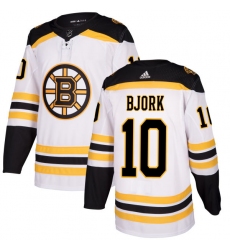 Youth Adidas Boston Bruins #10 Anders Bjork Authentic White Away NHL Jersey