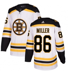 Men's Adidas Boston Bruins #86 Kevan Miller Authentic White Away NHL Jersey