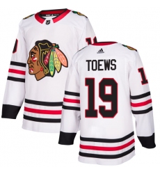 Men's Adidas Chicago Blackhawks #19 Jonathan Toews Authentic White Away NHL Jersey