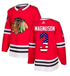 Men's Adidas Chicago Blackhawks #3 Keith Magnuson Authentic Red USA Flag Fashion NHL Jersey