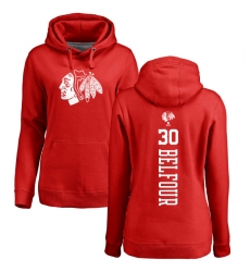 NHL Women's Adidas Chicago Blackhawks #30 ED Belfour Red One Color Backer Pullover Hoodie