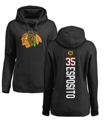 NHL Women's Adidas Chicago Blackhawks #35 Tony Esposito Black Backer Pullover Hoodie