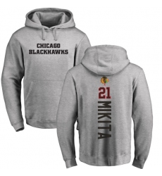 NHL Adidas Chicago Blackhawks #21 Stan Mikita Ash Backer Pullover Hoodie