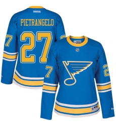 Women's Reebok St. Louis Blues #27 Alex Pietrangelo Authentic Blue 2017 Winter Classic NHL Jersey