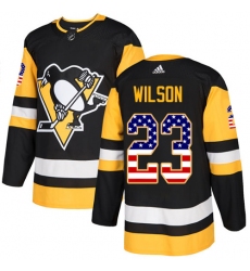 Men's Adidas Pittsburgh Penguins #23 Scott Wilson Authentic Black USA Flag Fashion NHL Jersey