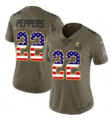 Women's Nike Cleveland Browns #22 Jabrill Peppers Limited Olive/USA Flag 2017 Salute to Service NFL Jersey