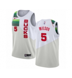 Men's Nike Milwaukee Bucks #5 D. J. Wilson White Swingman Jersey - Earned Edition
