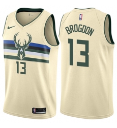 Men's Nike Milwaukee Bucks #13 Malcolm Brogdon Swingman Cream NBA Jersey - City Edition