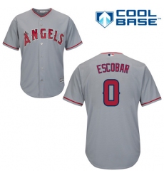 Youth Majestic Los Angeles Angels of Anaheim #0 Yunel Escobar Authentic Grey Road Cool Base MLB Jersey