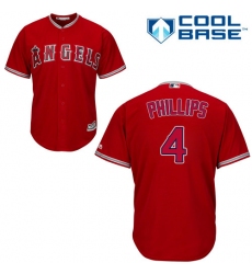 Youth Majestic Los Angeles Angels of Anaheim #4 Brandon Phillips Authentic Red Alternate Cool Base MLB Jersey