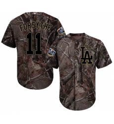 Men's Majestic Los Angeles Dodgers #11 Logan Forsythe Authentic Camo Realtree Collection Flex Base 2018 World Series MLB Jersey