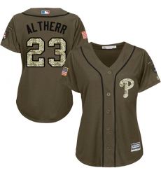 Women's Majestic Philadelphia Phillies #23 Aaron Altherr Authentic Green Salute to Service MLB Jersey