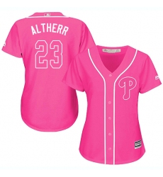 Women's Majestic Philadelphia Phillies #23 Aaron Altherr Authentic Pink Fashion Cool Base MLB Jersey