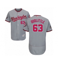 Men's Washington Nationals #63 Sean Doolittle Grey Road Flex Base Authentic Collection 2019 World Series Champions Baseball Jersey