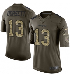 Men's Nike New England Patriots #13 Phillip Dorsett Elite Green Salute to Service NFL Jersey