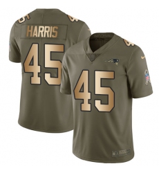 Youth Nike New England Patriots #45 David Harris Limited Olive/Gold 2017 Salute to Service NFL Jersey