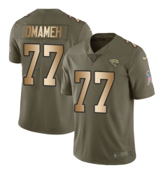 Men's Nike Jacksonville Jaguars #77 Patrick Omameh Limited Olive/Gold 2017 Salute to Service NFL Jersey